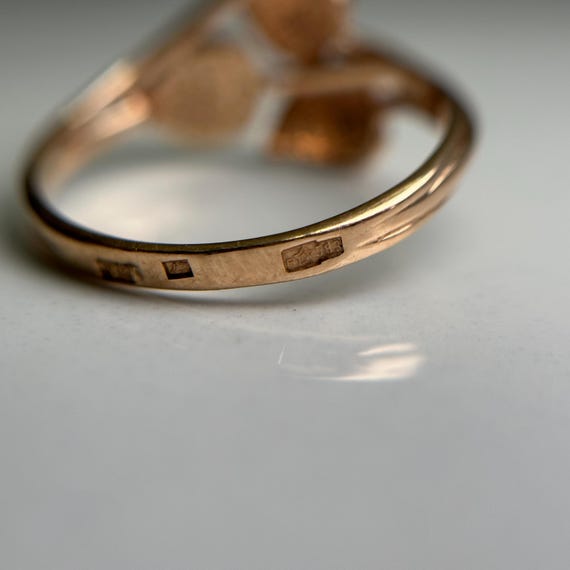 14KT Solid Gold Leaf Ring, Three Leaf Design Fore… - image 8