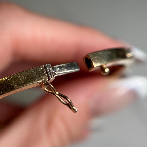 Solid 14KT Gold Diamond Bangle Bracelet, Estate Y… - image 6