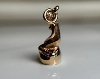 Vintage BH Denmark Gold Charm, Bernhard Hertz Figure of Woman
