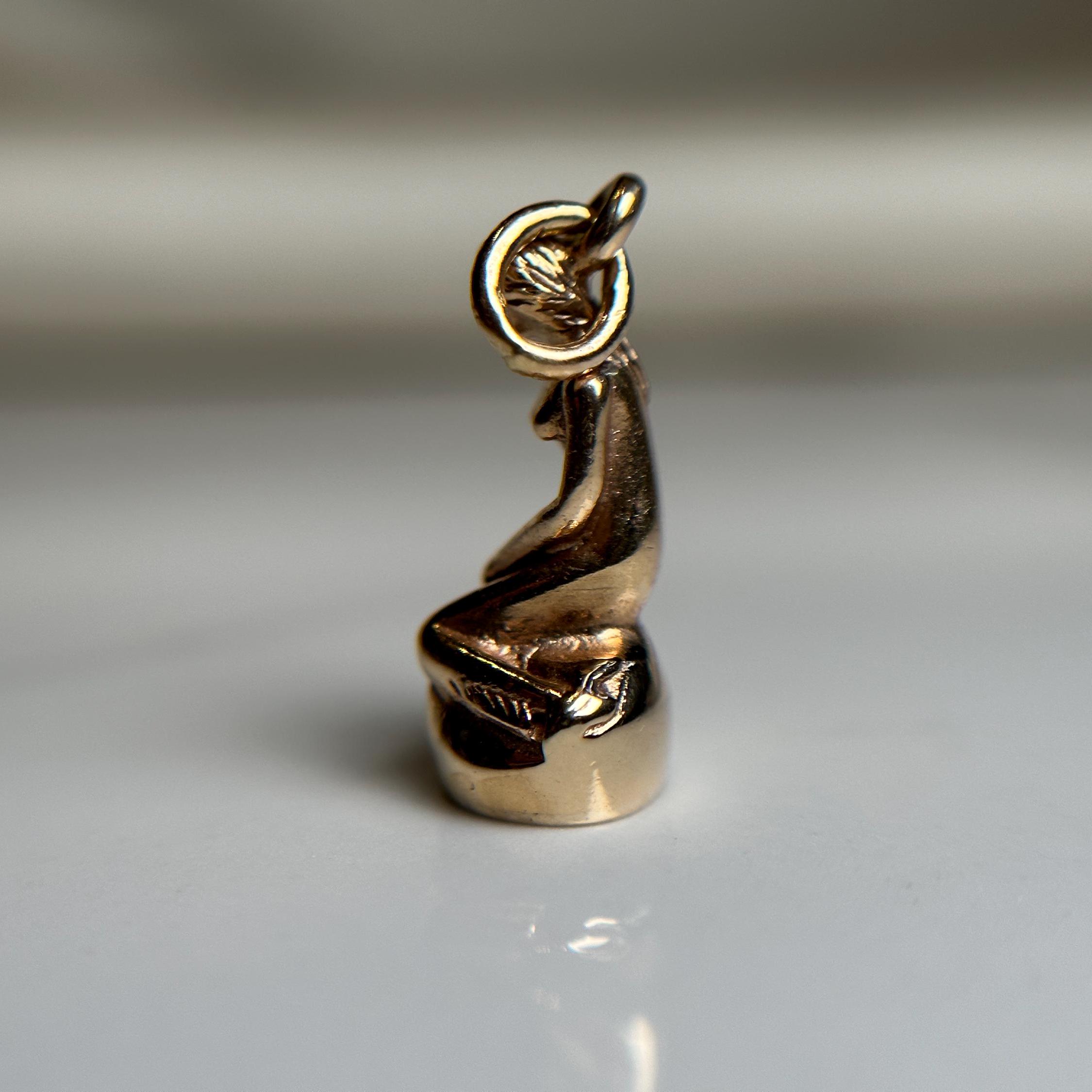 Vintage BH Denmark Gold Charm, Bernhard Hertz Figure of Woman 
