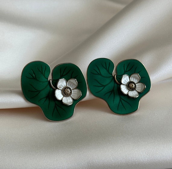 DAVID ANDERSEN NORWAY 925 シルバー　ブローチ David Andersen DA Norway Sterling Silver 925 Blue Enamel Leaf Pin