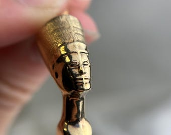Vintage 10K Gold Nefertiti Charm – Egyptian Queen Bust Pendant