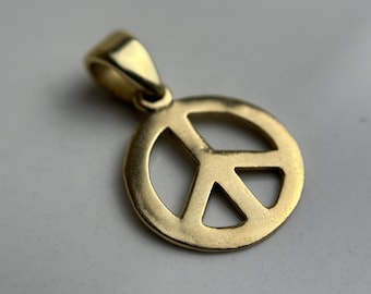 Vintage 10K Gold Peace Sign Charm Pendant