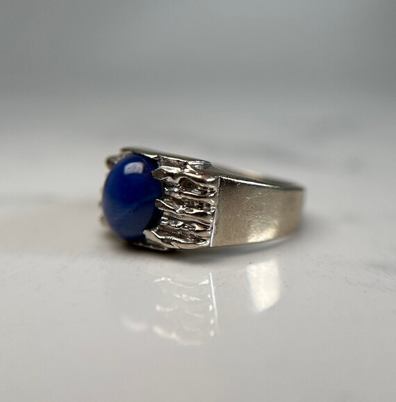 Vintage 10KT White Gold Cast Synthetic Blue Sky S… - image 6