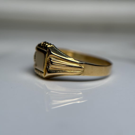 Solid 18KT Gold Blank Signet Ring, Simple Rectang… - image 10