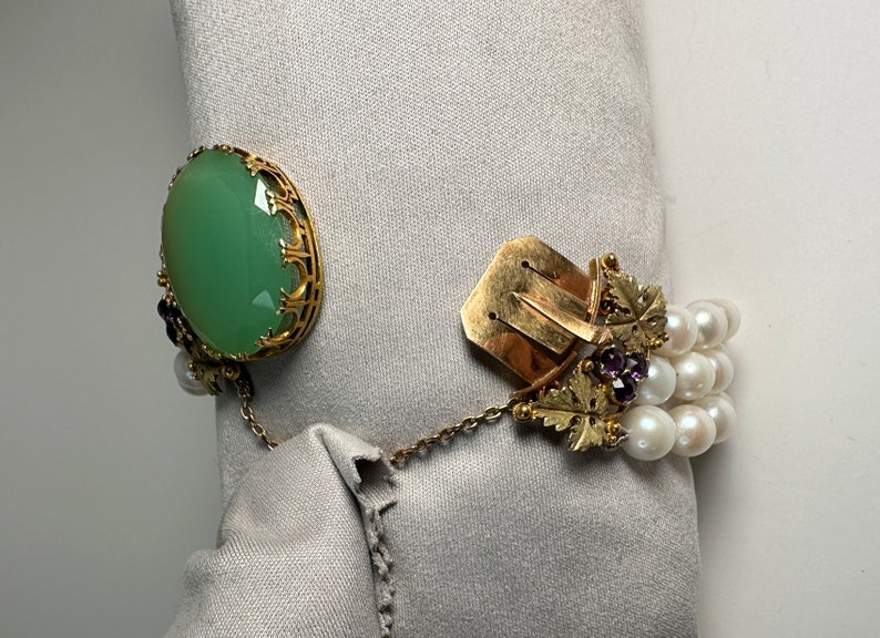 Vintage Uniform Triple Strand Pearl Bracelet With Oval Cut Etsy