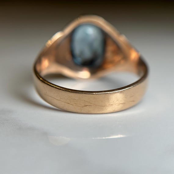 10KT Large Blue Statement Ring, Oval Cut Syntheti… - image 6