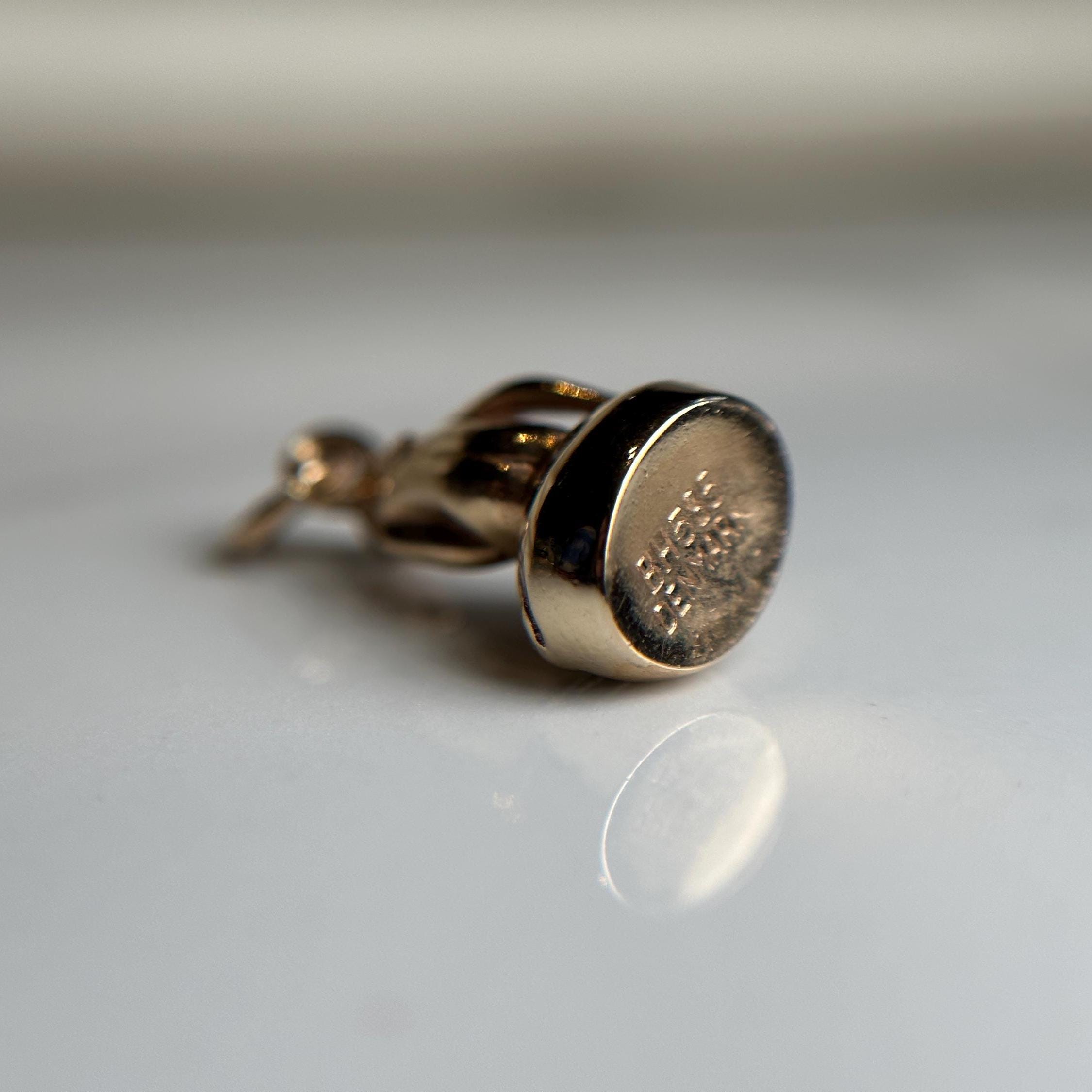 Vintage BH Denmark Gold Charm, Bernhard Hertz Figure of Woman 
