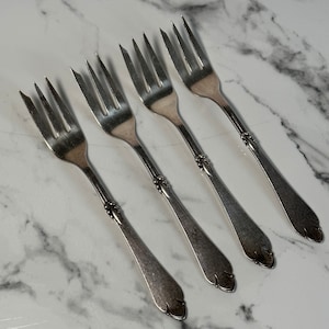 Vintage Silver Danish Dessert Forks, Four Silver Dessert Forks, Decorative Silverware, Vintage Silver Plate Silverware,