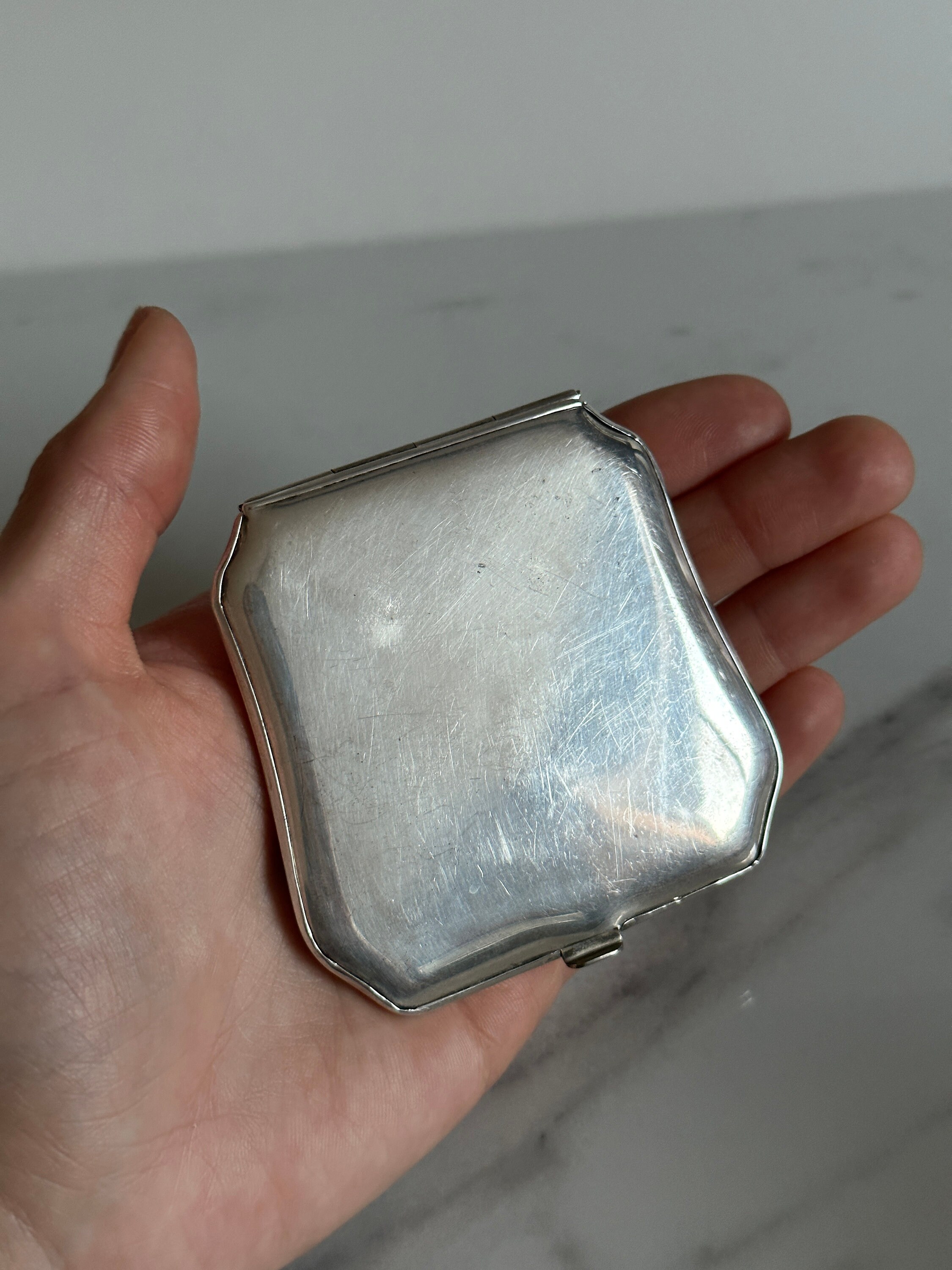 ADRER vintagemake PU reversible MA-1　S Vintage Sterling Silver Powder Makeup Compact, Stamped