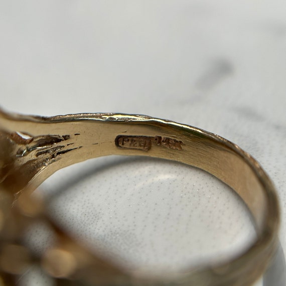 Hand Carved 14KT Gold Jadeite Jade Ring, Jade Sta… - image 9