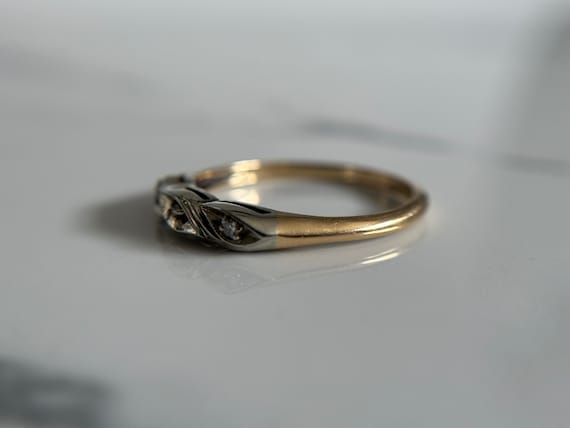 14-18KT Gold Stackable Diamond Ring, Thin White a… - image 6
