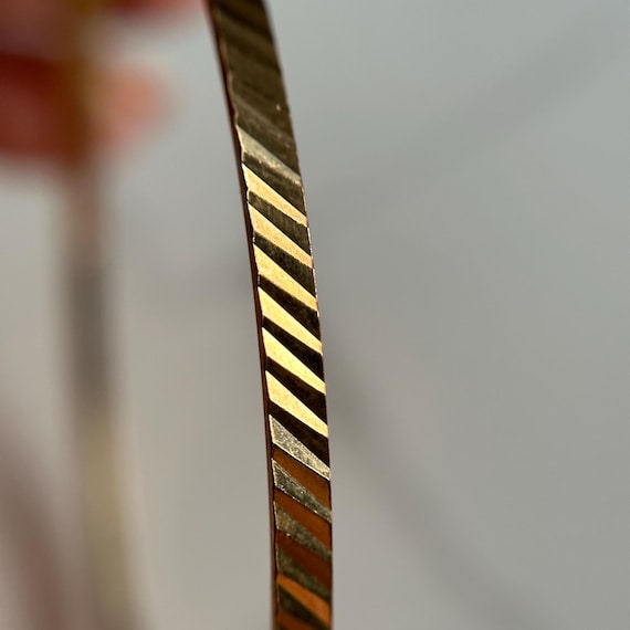 Stackable Solid Yellow Gold Striped Bangle Bracel… - image 3