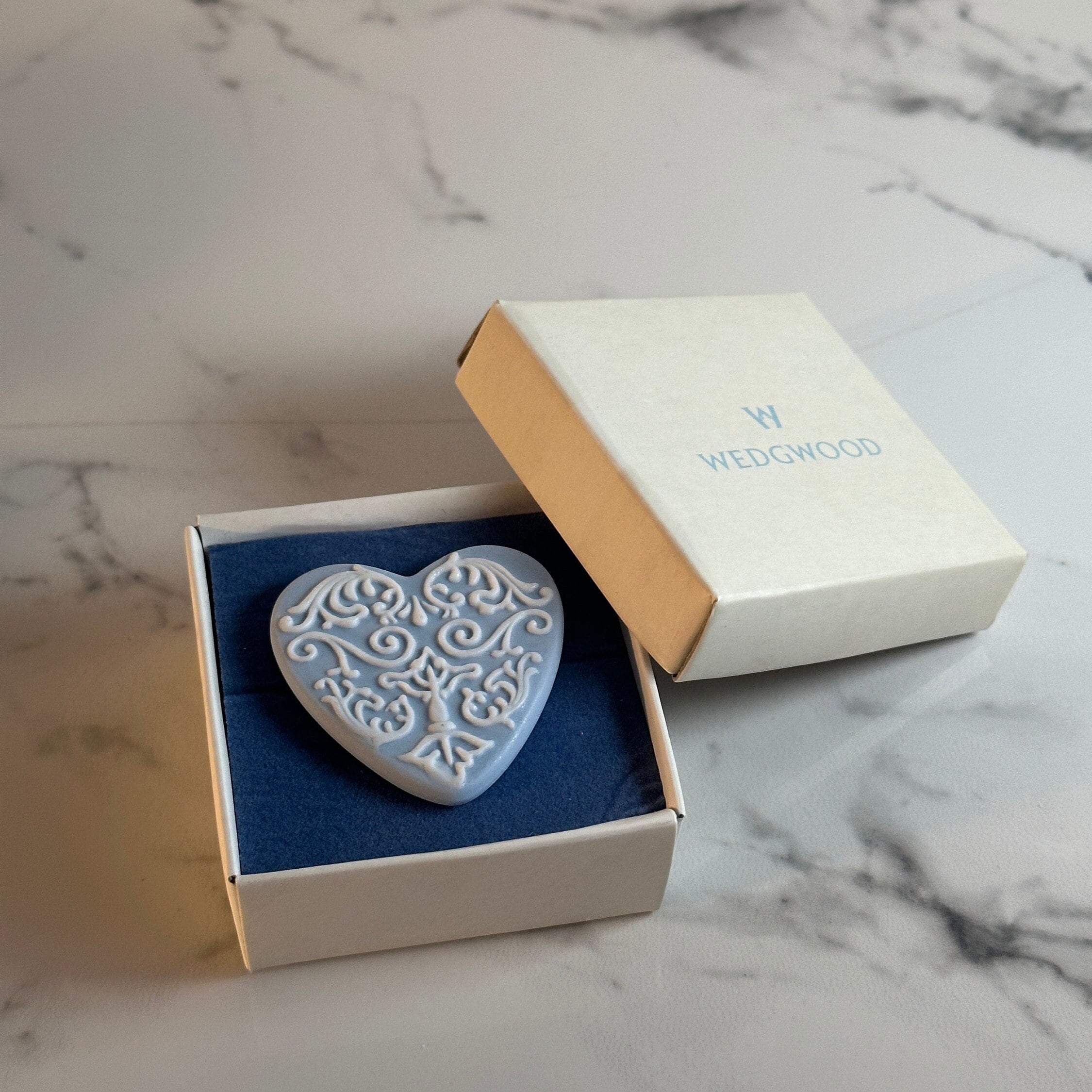 Vintage Wedgewood Heart Pin, Blue Jasper Wedgwood Heart Brooch