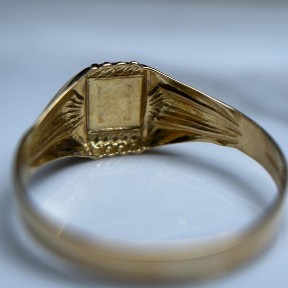 Solid 18KT Gold Blank Signet Ring, Simple Rectang… - image 8