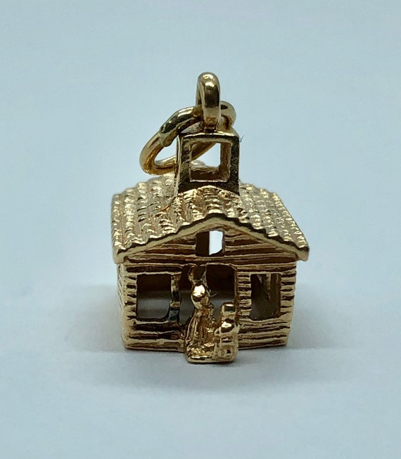 Vintage 14KT Solid Yellow Gold House Charm, Detai… - image 4