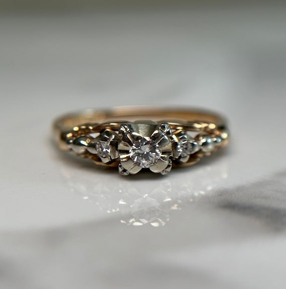 Vintage BIRKS Gold Diamond Ring White Yellow Gold Band Ring Engagement wedding Style Jewellery Decorative Antique Style Ring Size 6 US Etsy