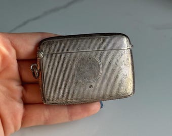1938 Vintage Sterling Silver Vesta Case Floral Engraved English Match Safe, Strike Anywhere Collectible Metal Case Birmingham, England