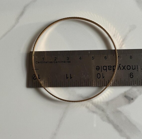 Stackable Solid Yellow Gold Striped Bangle Bracel… - image 9