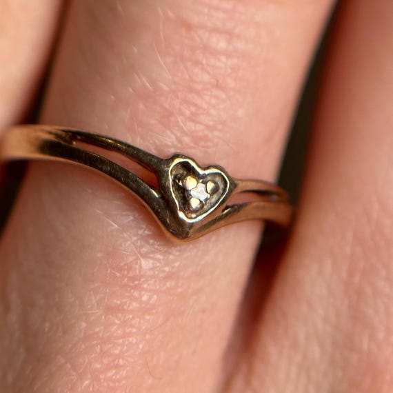 Tiny Heart Ring, 10KT Gold Stackable Ring, Minima… - image 2