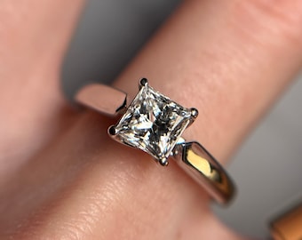 Incredible 14KT White Gold Solitaire Princess Cut Diamond