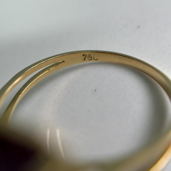 Purple Ruby Rectangle Flat Stone Ring, 18KT Yello… - image 7