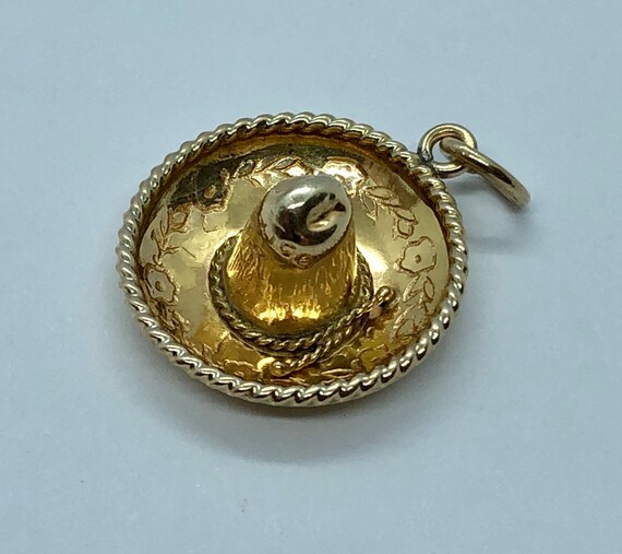 Estate 14K Yellow Gold Mexico Sombrero Hat Charm P