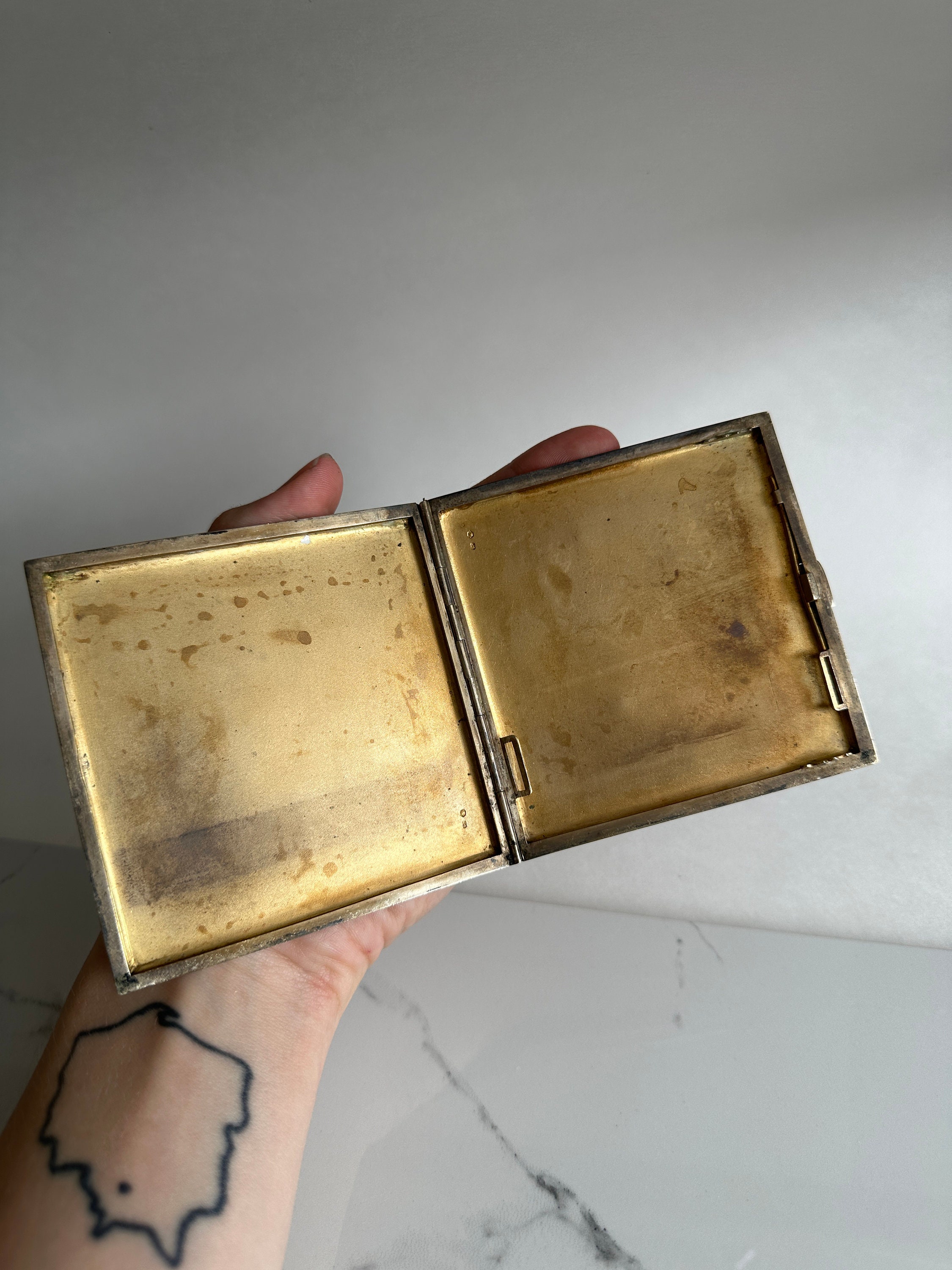 Vintage Card or Cigarette Pocket Case, Etched Stripe Design