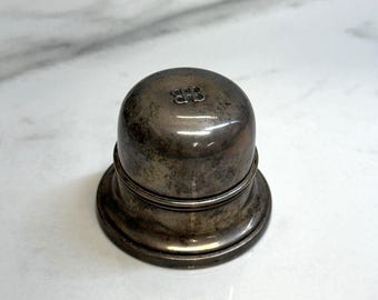 Vintage Dome Birks Ring Box, Engagement/Wedding Style Sterling Silver Ring Box, BIRKS One Ring Hinged Circle Silver Ring Box