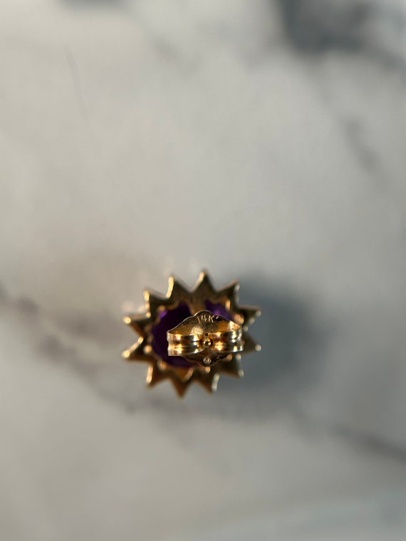 Estate 14KT Yellow Gold Amethyst and Diamond Stud… - image 8