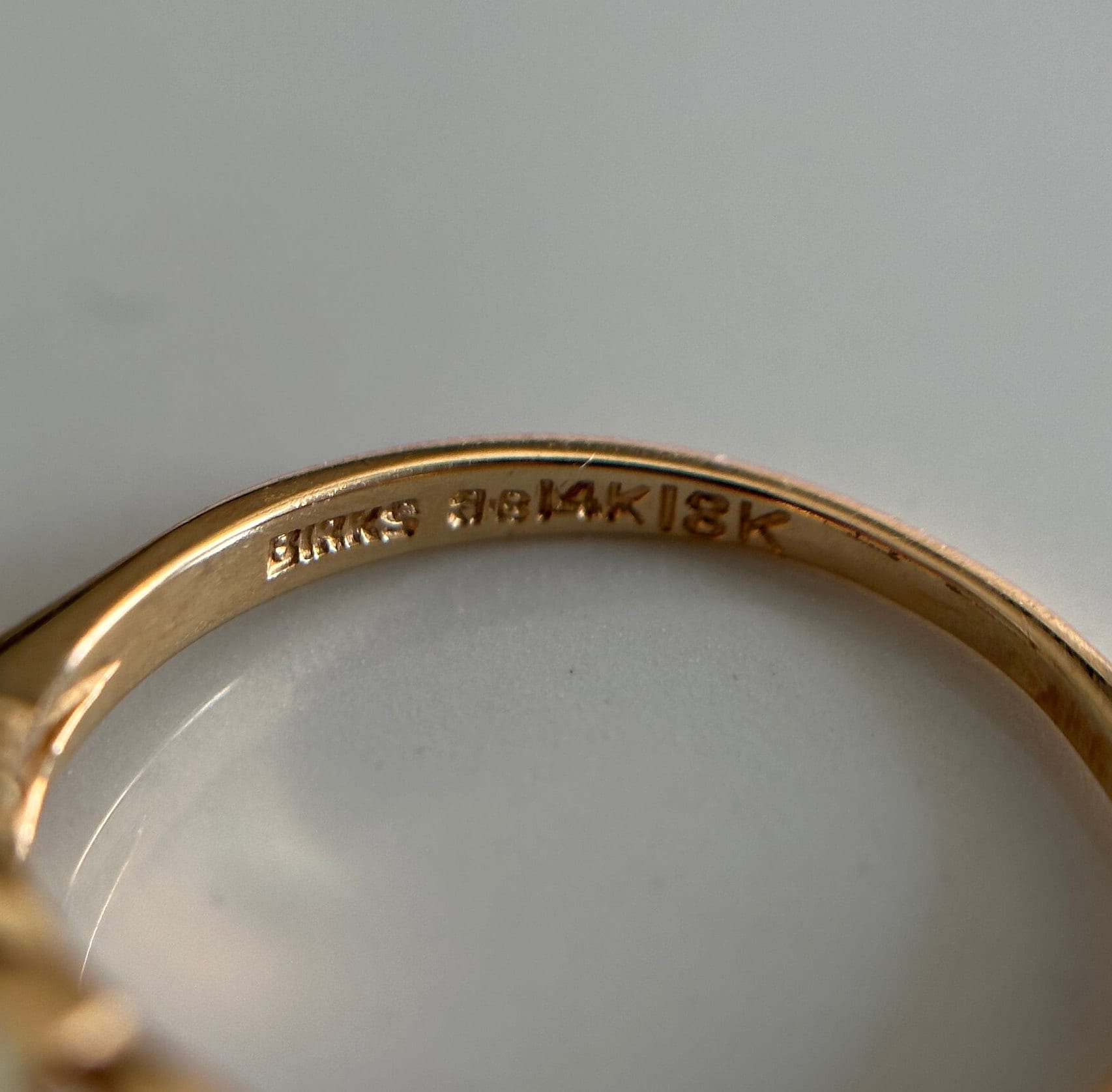 Vintage BIRKS Gold Diamond Ring, White & Yellow Gold Band Vintage BIRKS Gold Diamond Ring, White & Yellow Gold Band