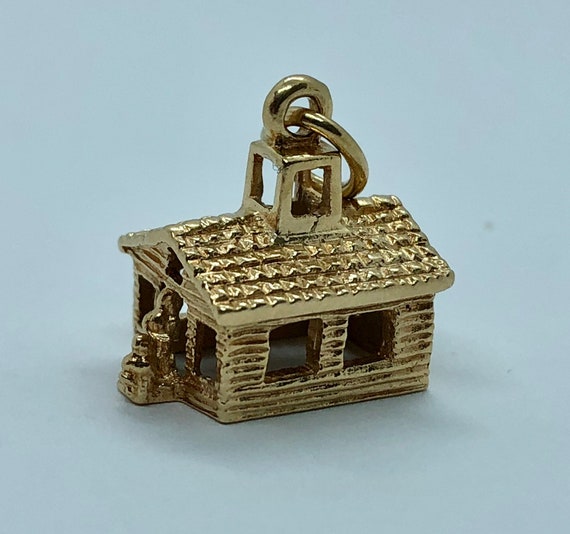 Vintage 14KT Solid Yellow Gold House Charm, Detai… - image 3