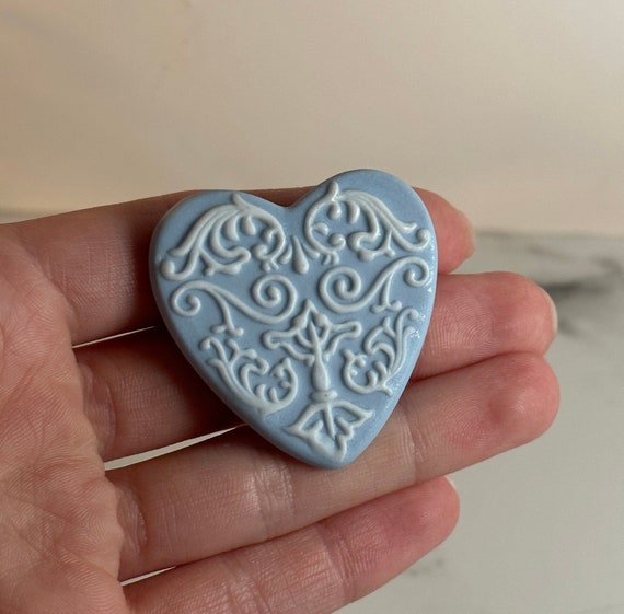 Vintage Wedgewood Heart Pin, Blue Jasper Wedgwood… - image 2