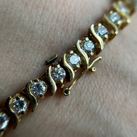 Estate 14KT Gold Bracelet with Synthetic Stones, … - image 3