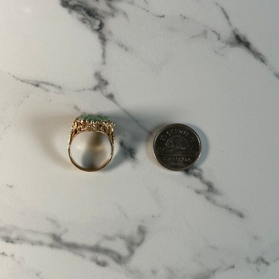 Hand Carved 14KT Gold Jadeite Jade Ring, Jade Sta… - image 10