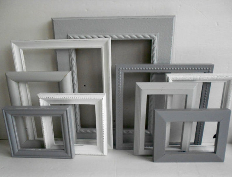 PICTURE FRAMES Set Gray Grey and White Custom Frames Etsy