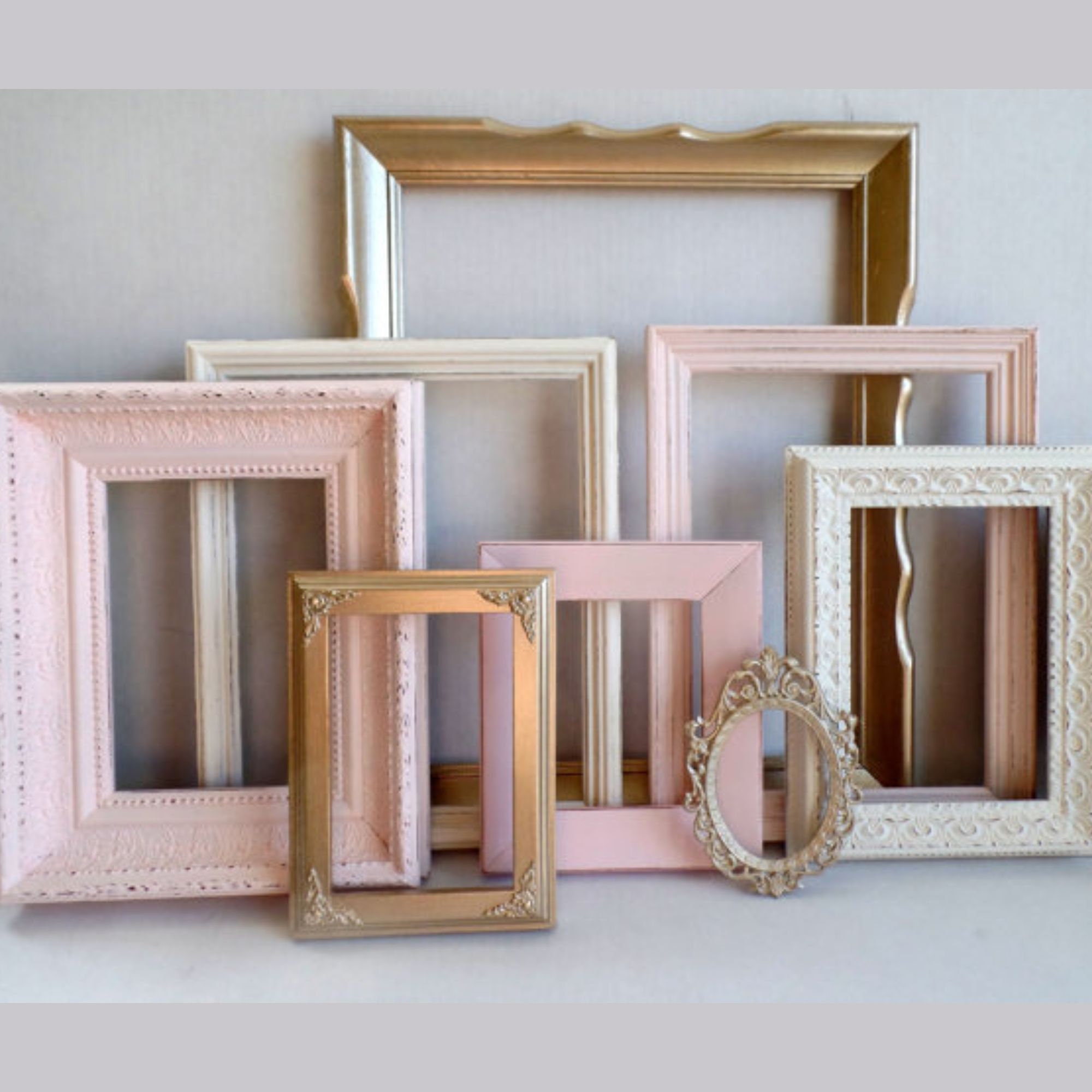 Vintage Ornate Picture Frame Set – Blush, Champagne Gold, Cottage White ...