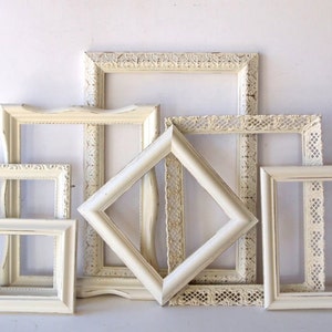 Cottage White PICTURE FRAME Set Ornate Farmhouse Nursery Frames Wedding Vintage Collection Shabby Chic Distressed Gallery Wall image 3