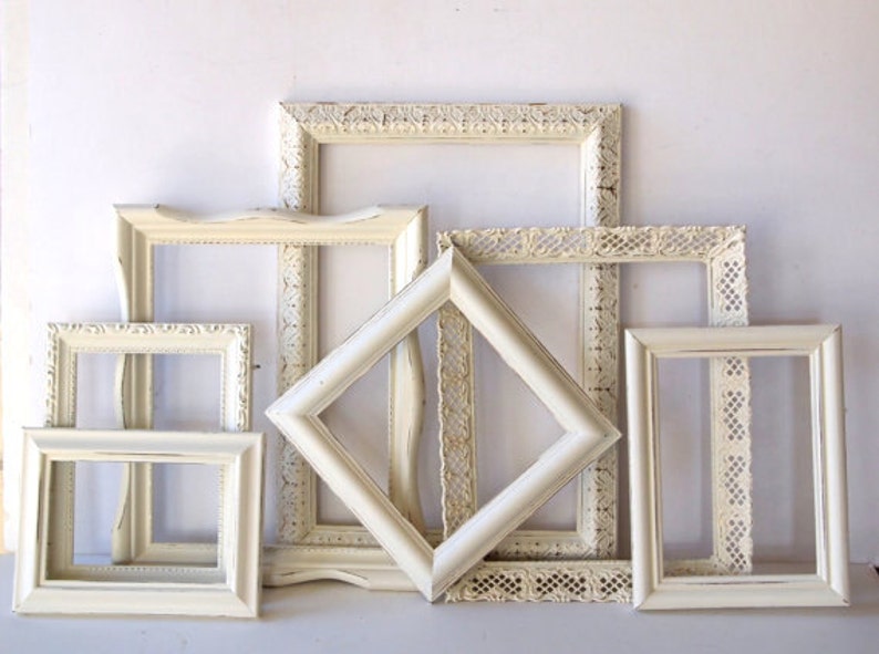 Cottage White PICTURE FRAME Set Ornate Farmhouse Nursery Frames Wedding Vintage Collection Shabby Chic Distressed Gallery Wall image 3