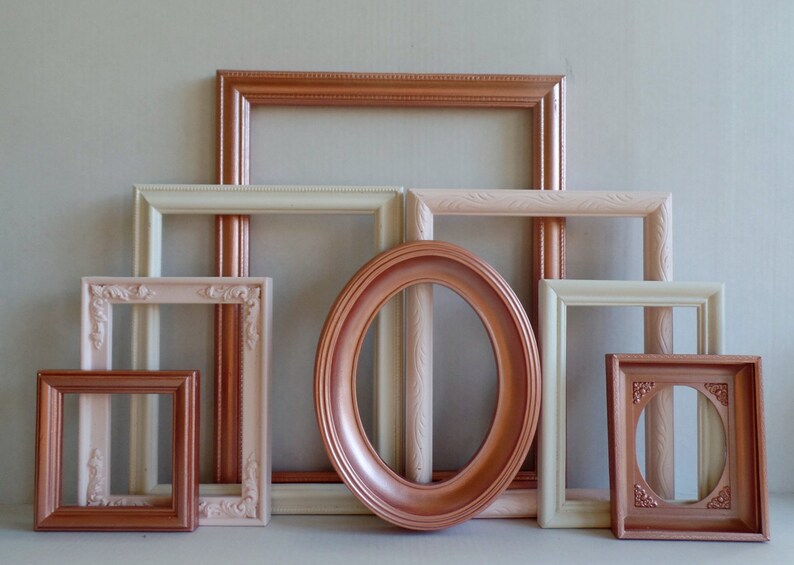 Rose Gold Blush And Cream Custom Picture Frames Set Vintage Image 0