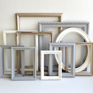 Vintage Ornate Mix Picture Frames Set - Gallery Wall - Soft Neutrals - Modern Farmhouse - Wedding Frames - Champagne Gold - Ivory And Gray