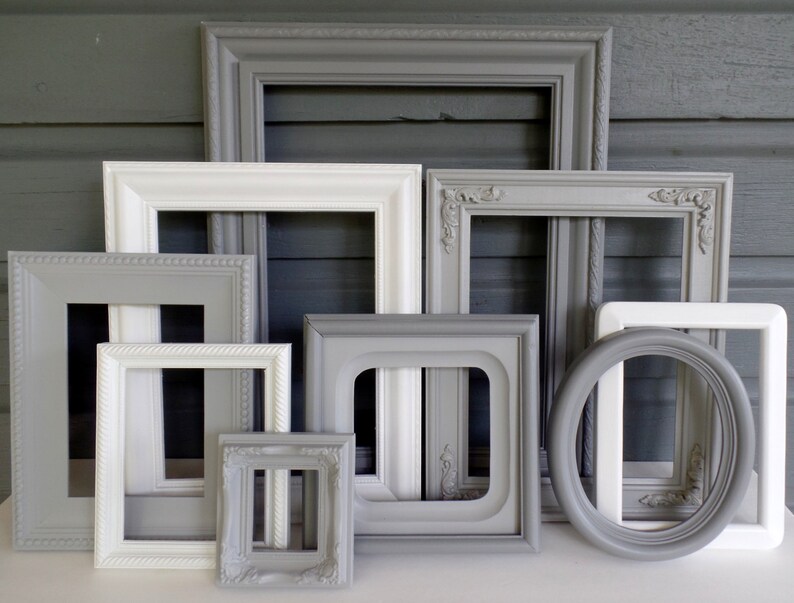 PICTURE FRAMES Set Gray Grey And White Custom Frames Etsy