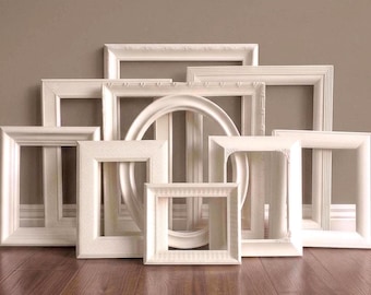White Picture Frame Set - Vintage Gallery Wall - Ornate - Wedding - Baby Nursery
