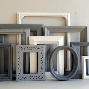 Gray Grey White PICTURE FRAMES Set - Vintage Ornate - Baby Nursery - Modern Farmhouse - Distressed - Gallery Wall Frames - Wedding Frames