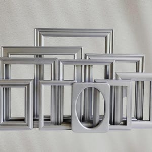 Metallic Silver Gallery Wall Picture Frames Set - Assorted Decorative Frame Bundle - Vintage Collection - Wedding - Custom Painted Frames