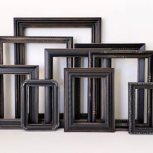 Black Picture Frames Set  - Gallery Wall Assortment - Wedding Frames - Vintage Ornate Collection - Cottagecore - Distressed Antique Style