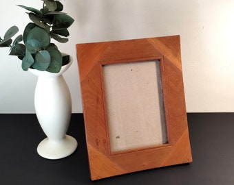 5x7 Solid Teak Wood Picture Frame - Mid Century Modern - Brown Wood - Gift For Him - Gift For Her - Easel Back - Table Top - Unique Vintage