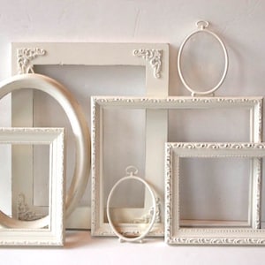 Cottage White PICTURE FRAME Set Ornate Farmhouse Nursery Frames Wedding Vintage Collection Shabby Chic Distressed Gallery Wall image 4