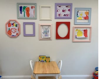 Kids Art Display Frames - Custom Colors - Colorful Playroom Frames - Childrens Frame Set - Kids Art Gallery Wall - Kids Gift Frame Set