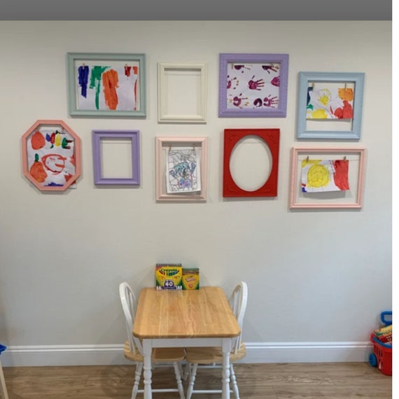 Preschool Art Display with Colorful Frames - Fun-A-Day!